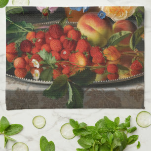 Still Life Rose und Erdbeeren von Otto Ottesen Geschirrtuch