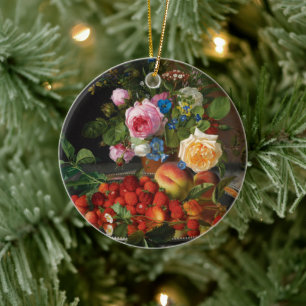 Still Life Roses and Strawberries by Otto Ottesen Keramik Ornament