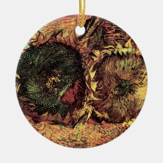 Still Life Two Cut Sonnenblumen von Vincent van Go Keramik Ornament (Vorne)