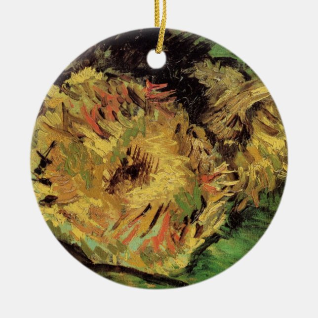 Still Life Two Cut Sonnenblumen von Vincent van Go Keramikornament (Vorne)