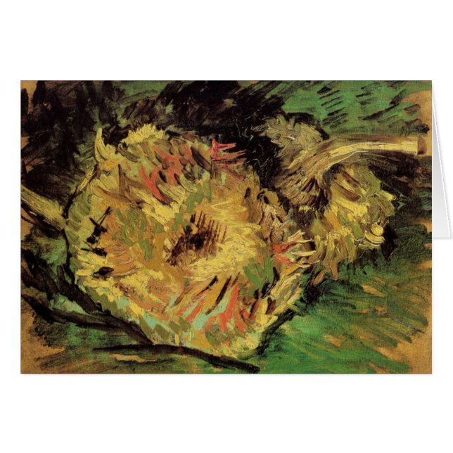 Still Life Two Cut Sunflowers par Vincent van Gogh (Devant horizontal)