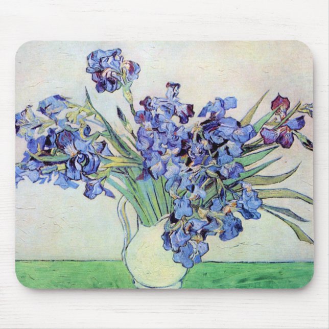 Still Life Vase mit Irisch von Vincent van Gogh Mousepad (Vorne)