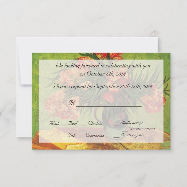 Still Life Vase mit Oleanders und Books, Van Gogh Einladung (Vorderseite)