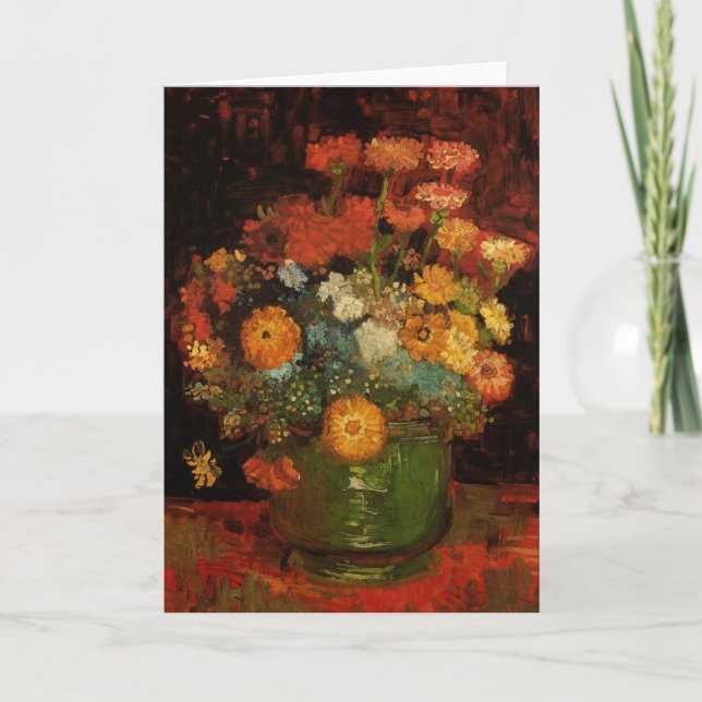 Still Life Vase mit Zinnias von Vincent van Gogh Karte (Vorderseite)