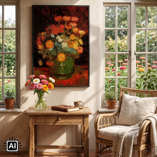 Still Life Vase mit Zinnias von Vincent van Gogh Poster
