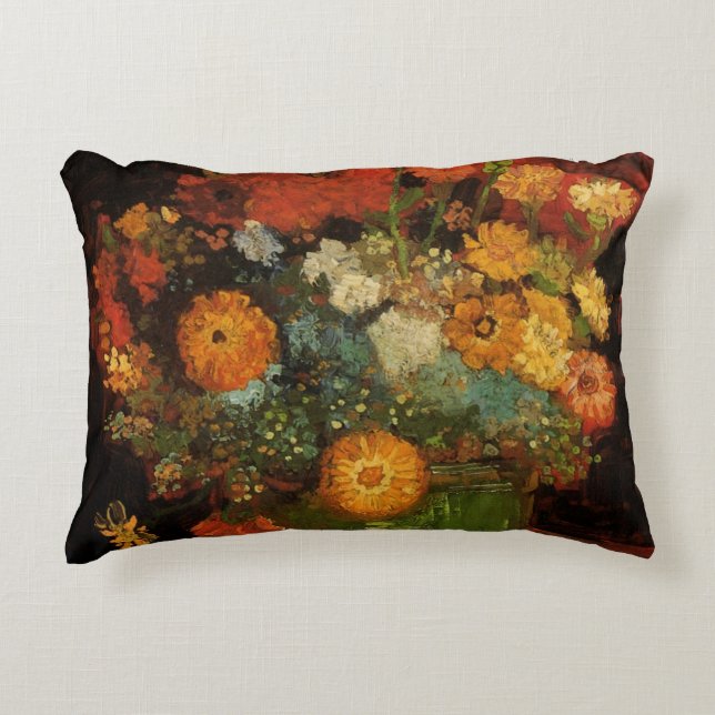 Still Life Vase mit Zinnias von Vincent van Gogh Zierkissen (Vorderseite)