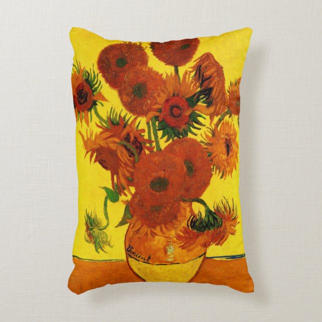 Still Life Vase w 15 Sonnenblumen Vincent van Gogh Dekokissen (Vorderseite(Vertikal))