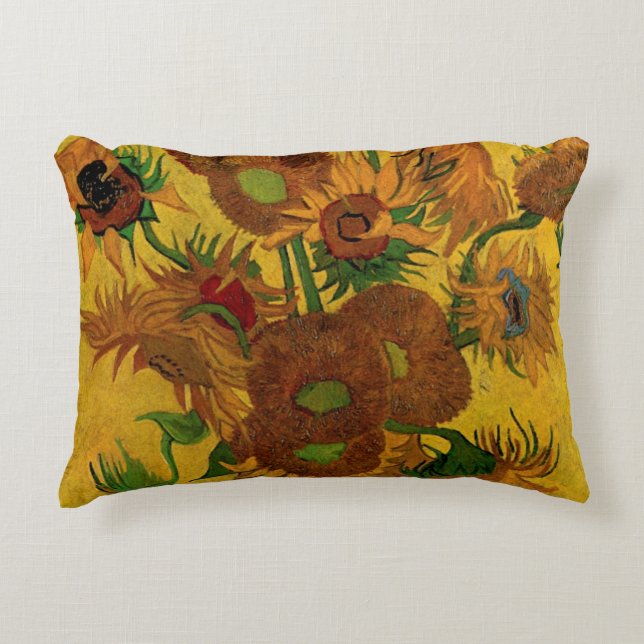 Still Life Vase w 15 Sonnenblumen Vincent van Gogh Dekokissen (Vorderseite)