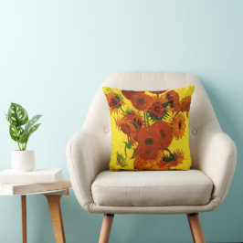 Still Life Vase w 15 Sonnenblumen Vincent van Gogh Kissen