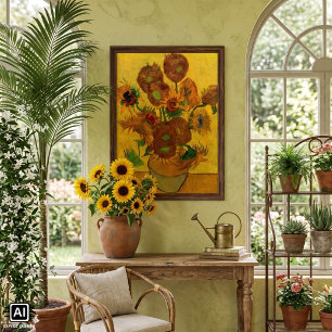 Still Life Vase w 15 Sonnenblumen Vincent van Gogh Poster