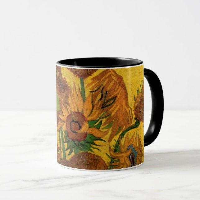 Still Life Vase w 15 Sonnenblumen Vincent van Gogh Tasse (VorderseiteRechts)
