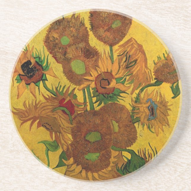 Still Life Vase w 15 Sonnenblumen Vincent van Gogh Untersetzer (Vorne)