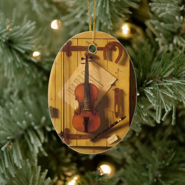 Still Life Violin and Music von William Harnett Keramikornament (Baum)