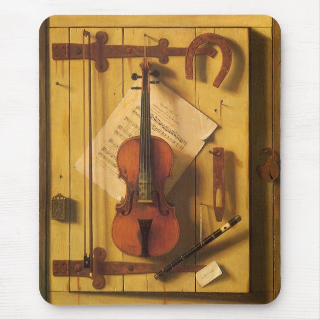 Still Life Violin and Music von William Harnett Mousepad (Vorne)