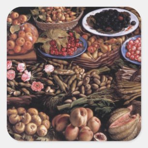 Still Life von Vincenzo Campi Quadratischer Aufkleber