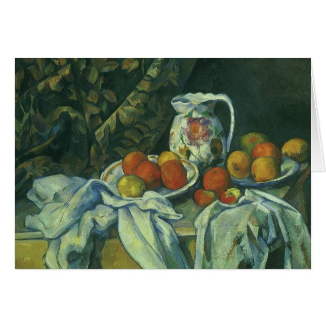 Still Life, Vorhang und Pitcher von Paul Cezanne (Vorderseite (Horizontal))
