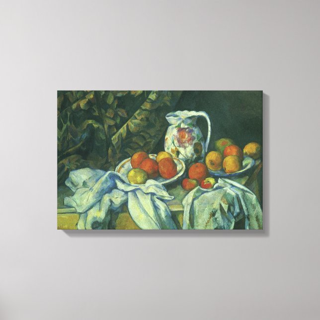 Still Life, Vorhang und Pitcher von Paul Cezanne Leinwanddruck (Vorderseite)