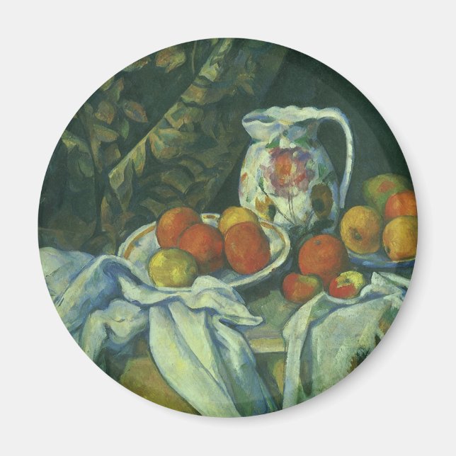 Still Life, Vorhang und Pitcher von Paul Cezanne Magnet (Vorne)