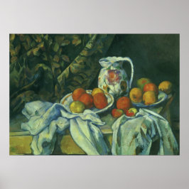 Still Life, Vorhang und Pitcher von Paul Cezanne Poster