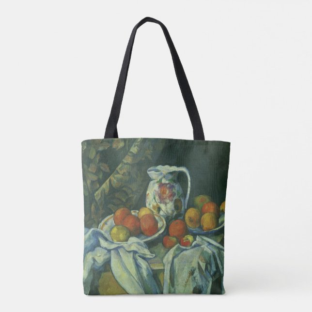 Still Life, Vorhang und Pitcher von Paul Cezanne Tasche (Rückseite)