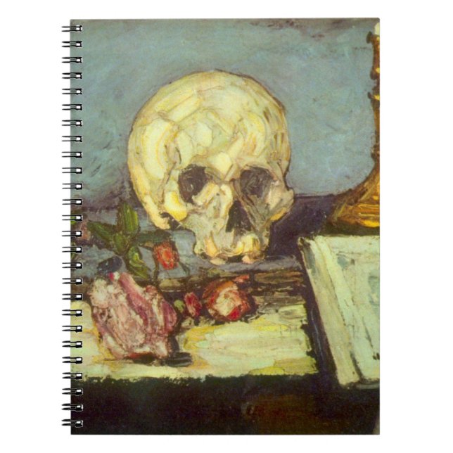Still Life w Skull, Candle, Book by Paul Cezanne Notizblock (Vorderseite)