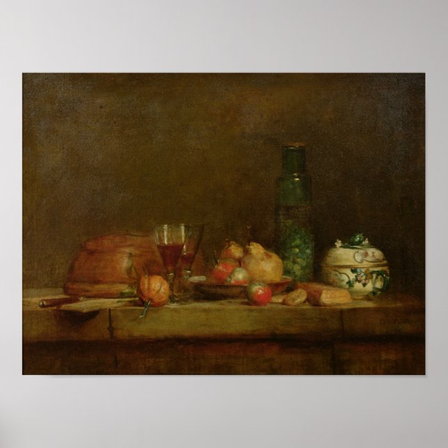Still Life with a Bottle of Olives, 1760 Poster (Vorne)