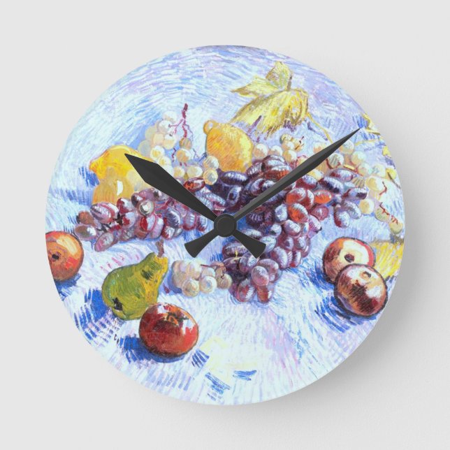 Still Life with Apples, Pears, Grapes - Van Gogh Runde Wanduhr (Vorderseite)