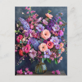 Still Life with Delphiniums and Ranunculus Postkarte