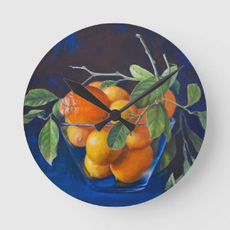 Still Life with Lemons and Orange Branch Runde Wanduhr