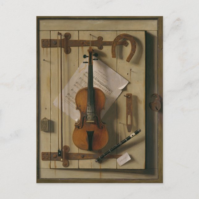 Still Life with Violin and Music, William Harnett Postkarte (Vorderseite)