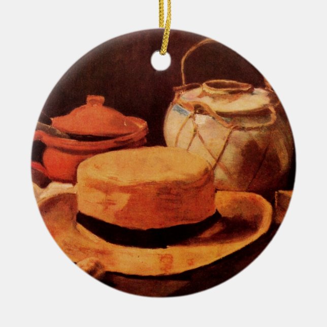 Still Life Yellow Straw Hat von Vincent van Gogh Keramikornament (Vorne)