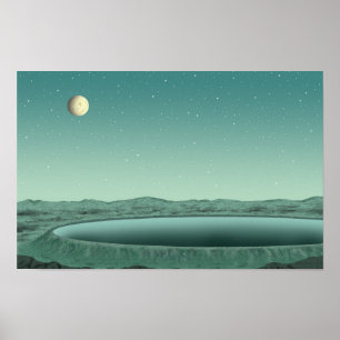 Still mondbeschienene Nacht. An einem See in einer Poster