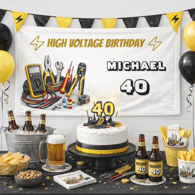 Still Shocking at 40 Electrician Birthday Party Banner (Von Creator hochgeladen)