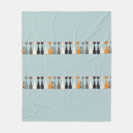 Still Tired Cats - Blue Cat Mom Graphic Reversible Fleecedecke