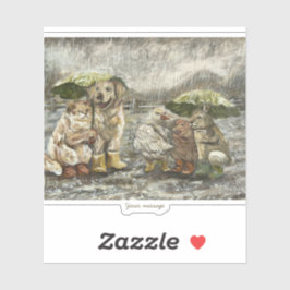 Still Together Whimsical Farmhouse Animals Rainy  Aufkleber