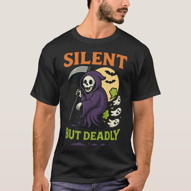 Stille, aber tödlich grimmiger Sensenmann T-Shirt (Vorderseite)