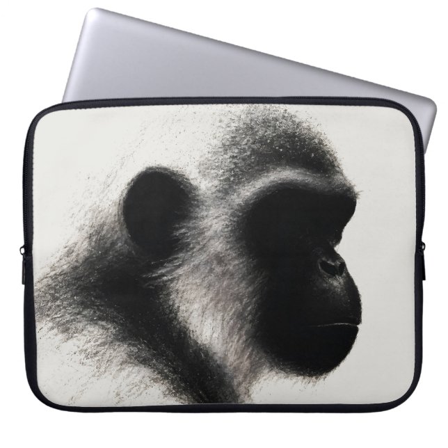 Stille Beobachter-Primate-Kohle-Studie Laptopschutzhülle (Vorderseite)