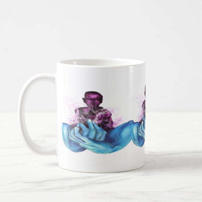 Stille, blaue Hände Kaffeetasse (Links)
