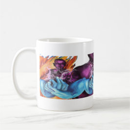 Stille, blaue Hände Kaffeetasse