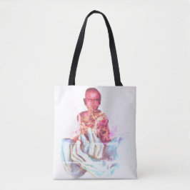 Stille, blaue Hände Tasche