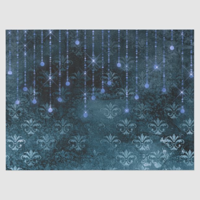 Stille Blume und Lichter auf blauem Dekor Seidenpapier (Vorderseite)