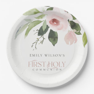 STILLE BLUSH PINK ROSE FLORAL ERSTER HOLZGEMEINSCH PAPPTELLER