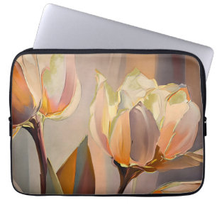 Stille Blüte – Abstrakte Tulpen in sanftem Gold Laptopschutzhülle