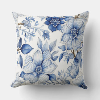 Stille Blüten: Abstrakte blaue Blume Kunst beruhig Kissen