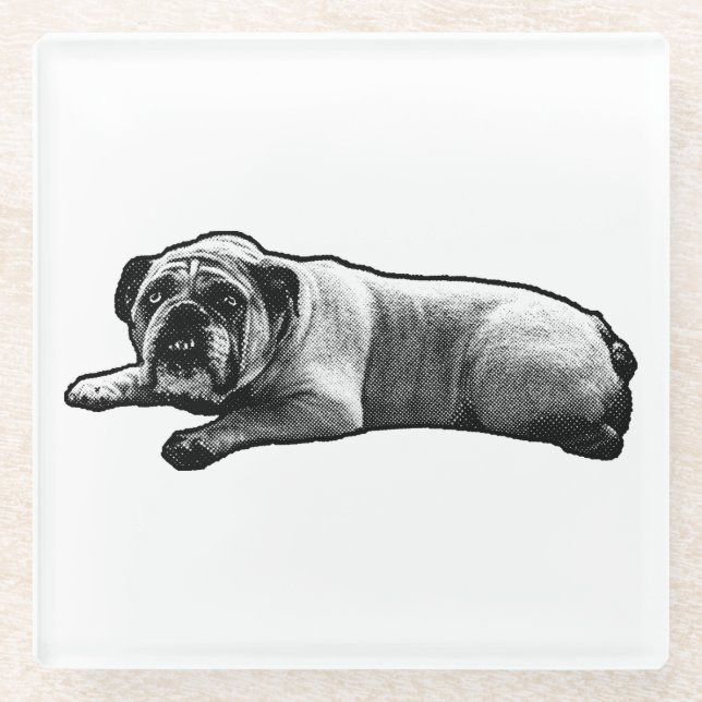 Stille Bulldog Pause Glasuntersetzer (Vorderseite)