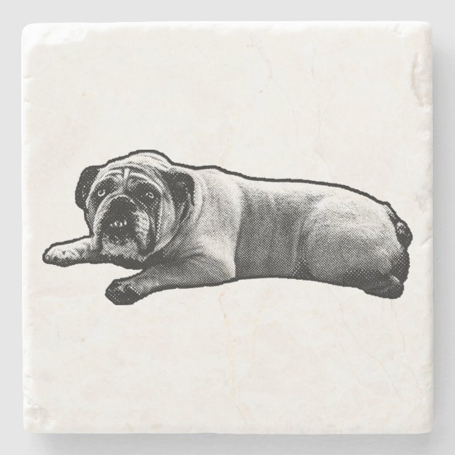 Stille Bulldog Pause Steinuntersetzer (Vorderseite)