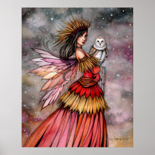 Stille Emberfee und Eulen-Fantasy-Kunst Poster