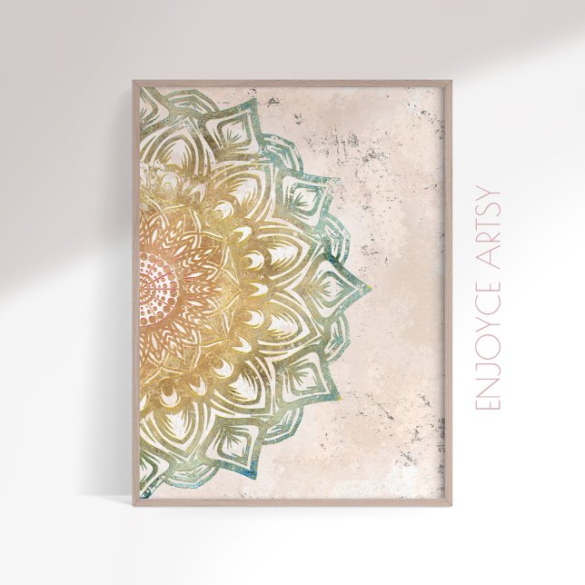 Stille, farbenfrohe und goldene mandala spirituell poster (Von Creator hochgeladen)