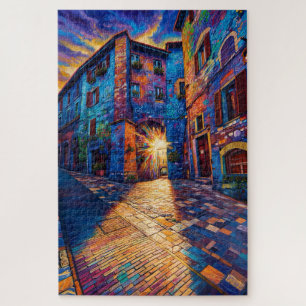 Stille Gasse Farbige Assisi-Kunstpuzzle