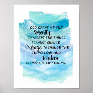 Stille Gebet auf hübschem blauem Aquarell-Design Poster